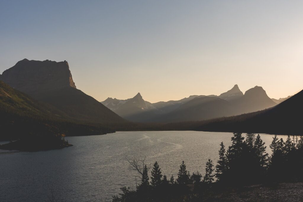 Photo of mountains and a lake in Glacier National Park, Montana