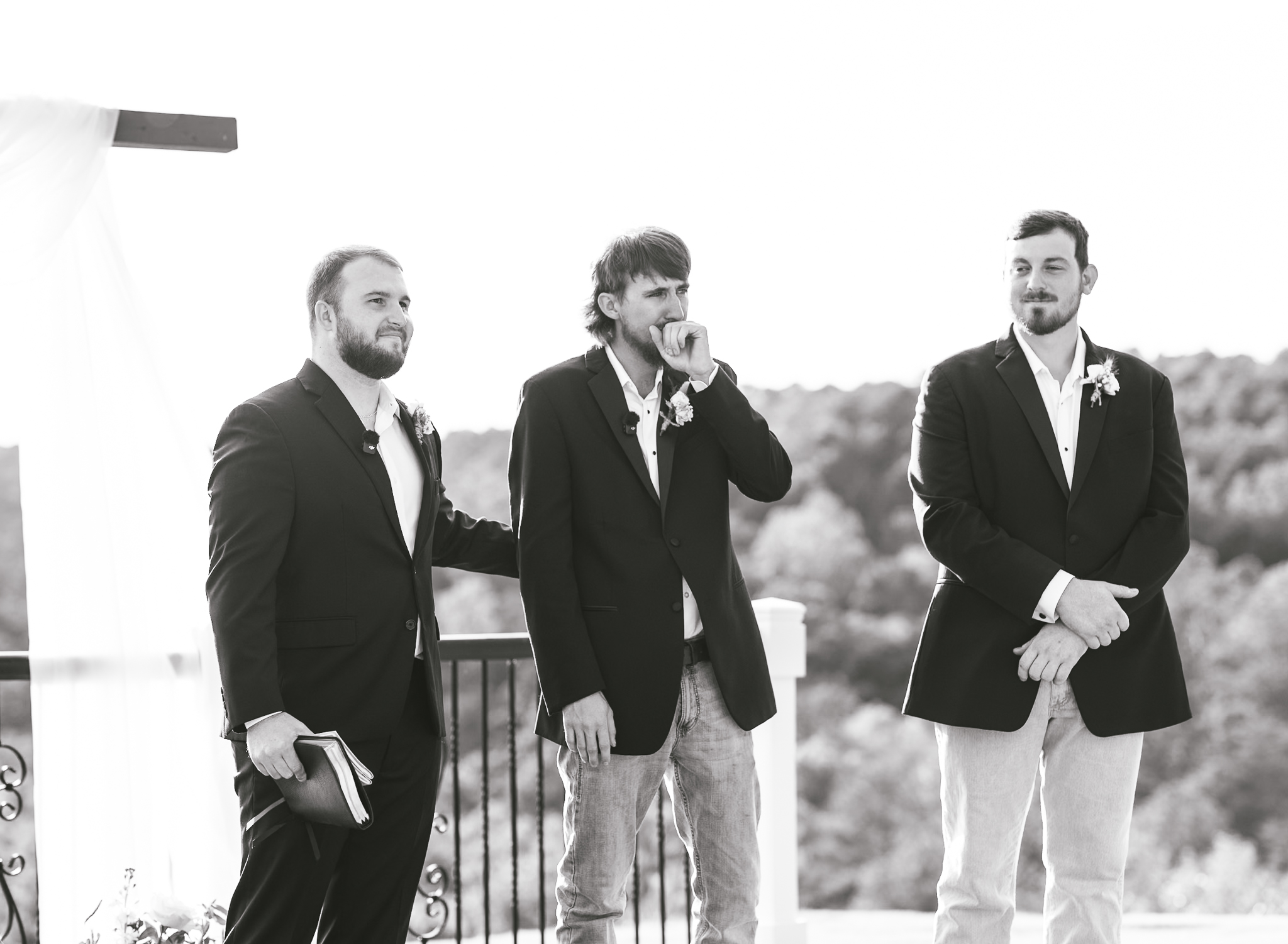 groom emotional at intimate wedding