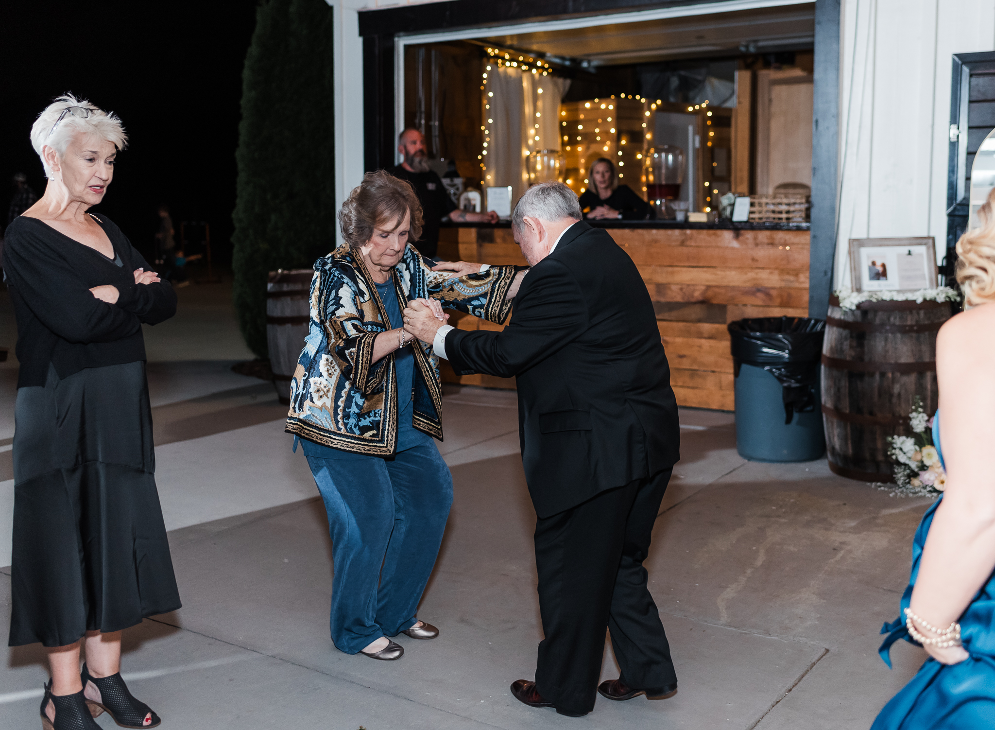 Grandparents dancing at intimate wedding